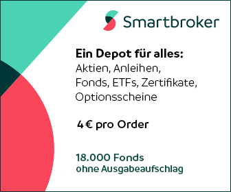 Smartbroker - Ein Depot für alles: Aktien, Anleihen, Fonds, ETFs, Zertifikate, Optionsscheine. 4 € pro Order. 18.000 Fonds ohne Ausgabeaufschlag.