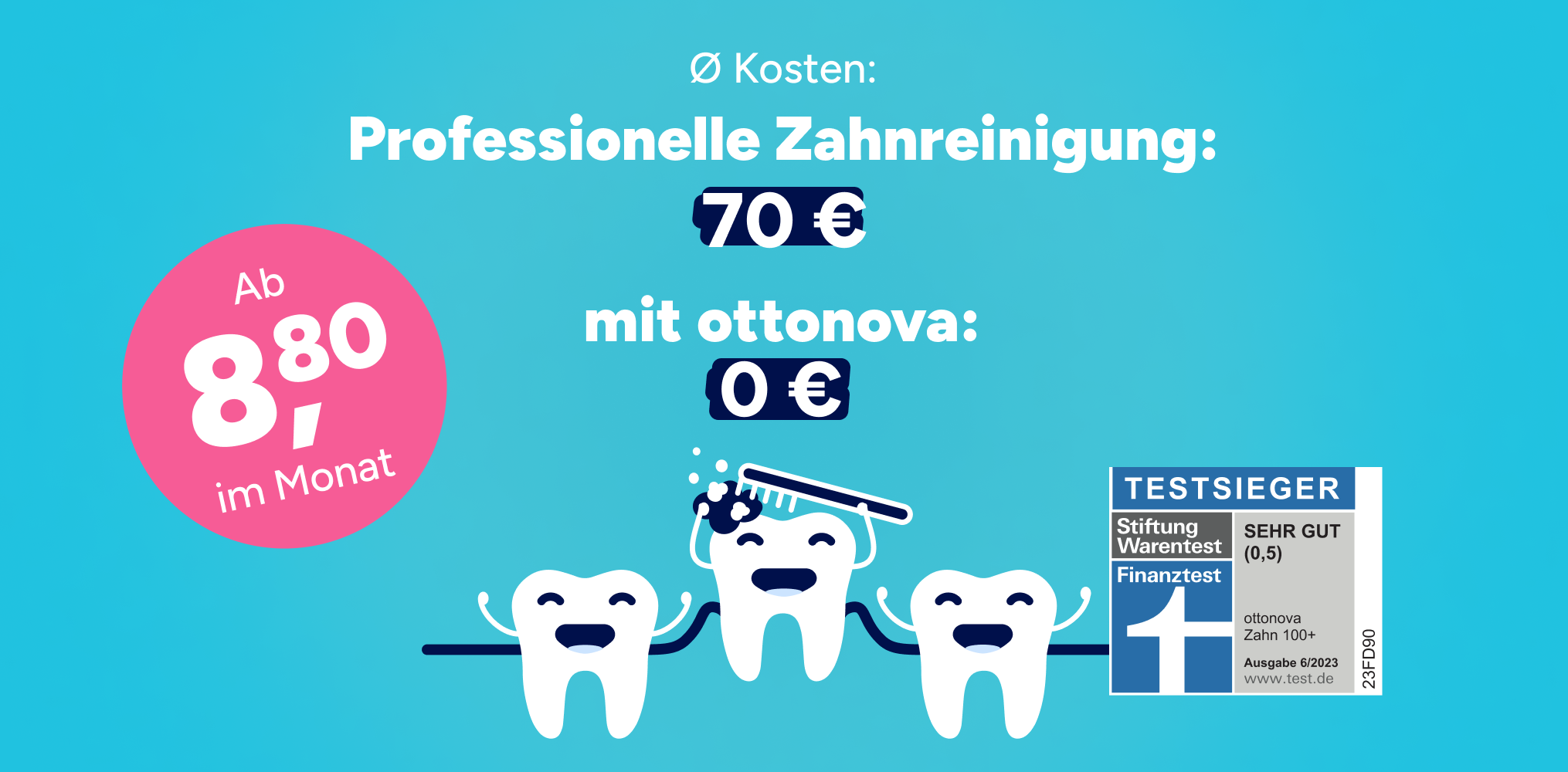 Zahnzusatzversicherung von ottonova - professionelle Zahnreinigung Rechenbeispiel