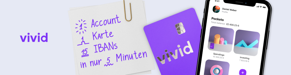 Vivid Money - 1 Account, 1 Karte, 15 IBANs, nur 5 Minuten